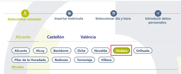 seleccionar estación itv sagunto